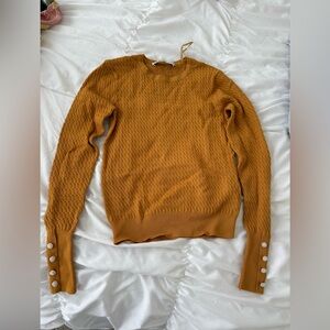 Zara Honeycomb Knit Sweater in Mustard